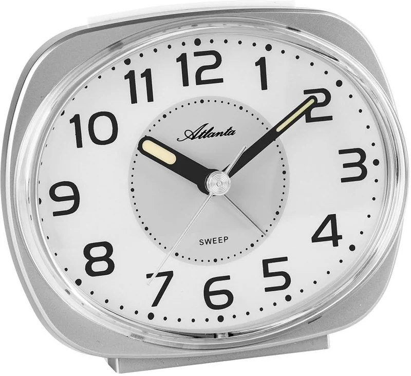 Atlanta Modern Analog Quarz Wecker H10cm B11cm T5cm Kunststoff • Leise ohne Ticken • Mit Licht & Snooze