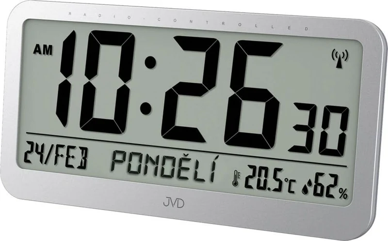 JVD Moderner Digitaler Funkwecker 20.2 cm Kunststoff • Funkgesteuert • Temperaturanzeige