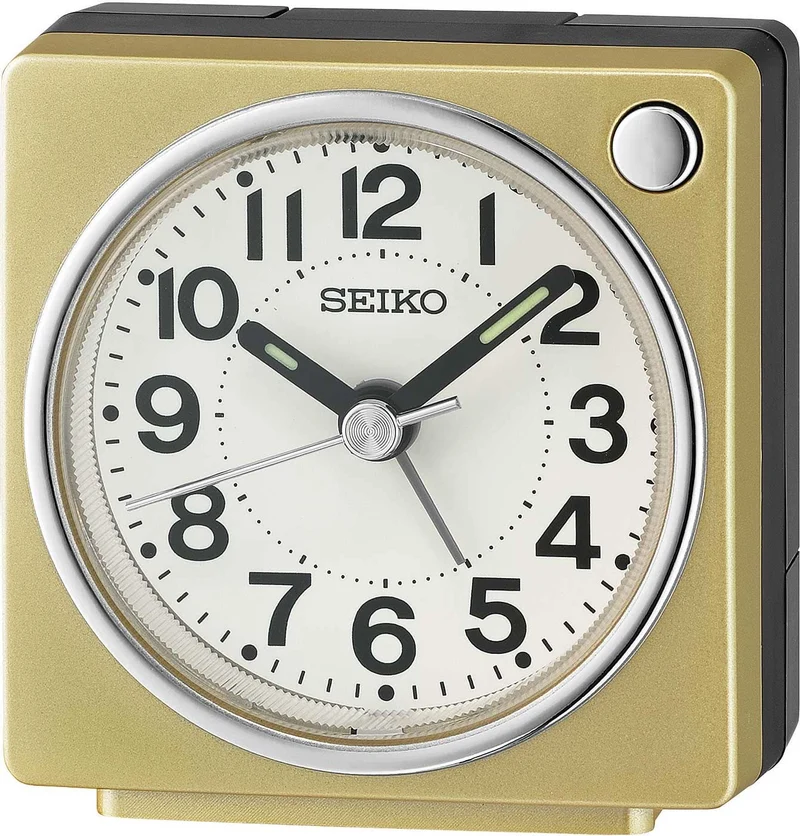 Seiko Kompakter Wecker 6.4 cm H, 6.6 cm B, 3.6 cm T Kunststoff • Leises schleichendes Uhrwerk • Leuchtzeiger für gute Ablesbarkeit im Dunkeln