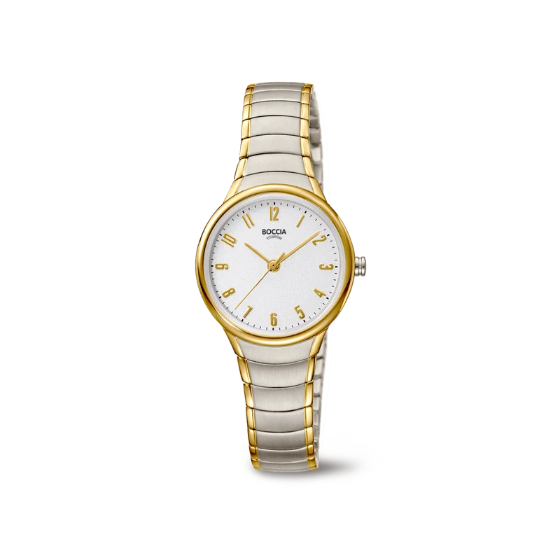 Boccia Titanium 3319-02 Damen Armbanduhr • Reintitan goldplattiert • Reintitanband