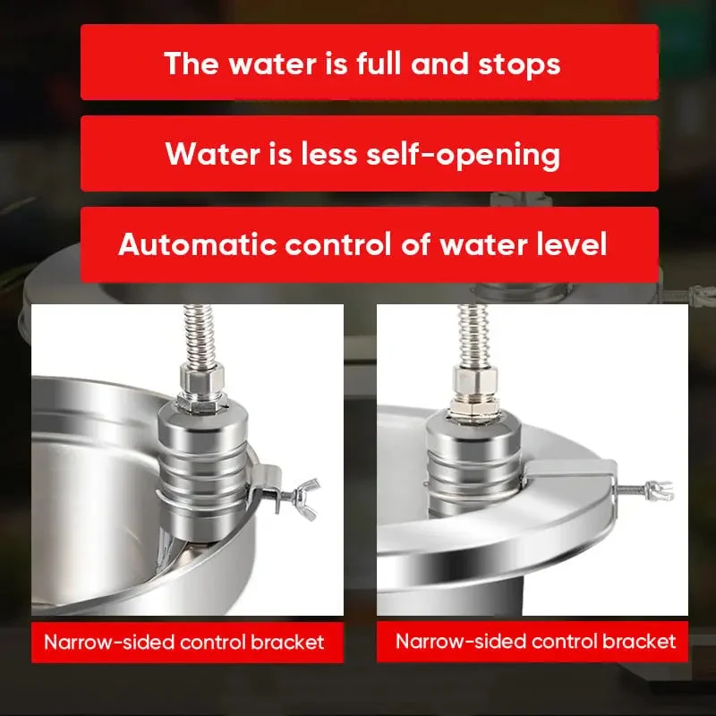Compact Vlotterventiel Roestvrijstaal Automatische Waterniveauregeling voor Regenton Vijver Tuin Waterreservoir | Sansoti