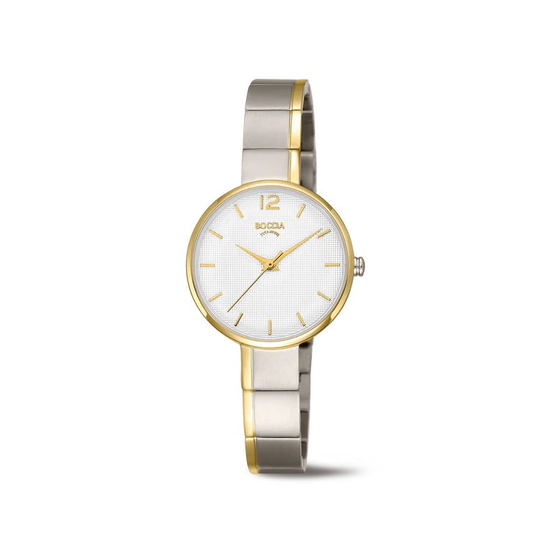 Boccia 3308-05 Damen Armbanduhr • Reintitan • Zweifarbig goldplattiert