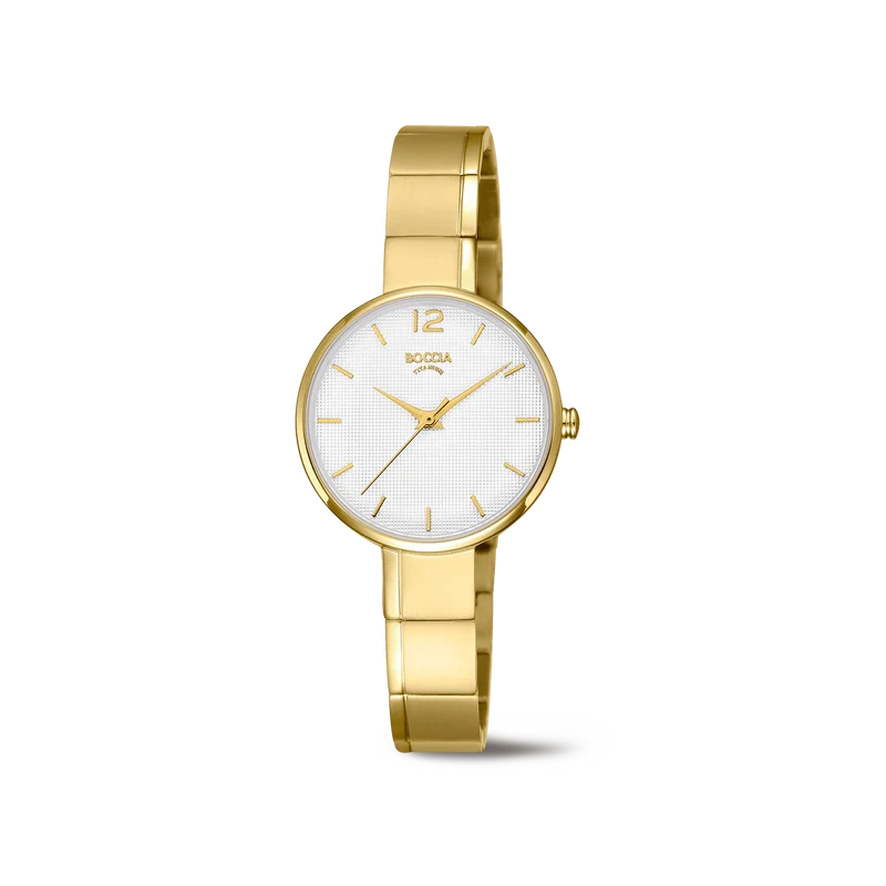 Boccia 3308-05 Damen Armbanduhr • Reintitan • Zweifarbig goldplattiert