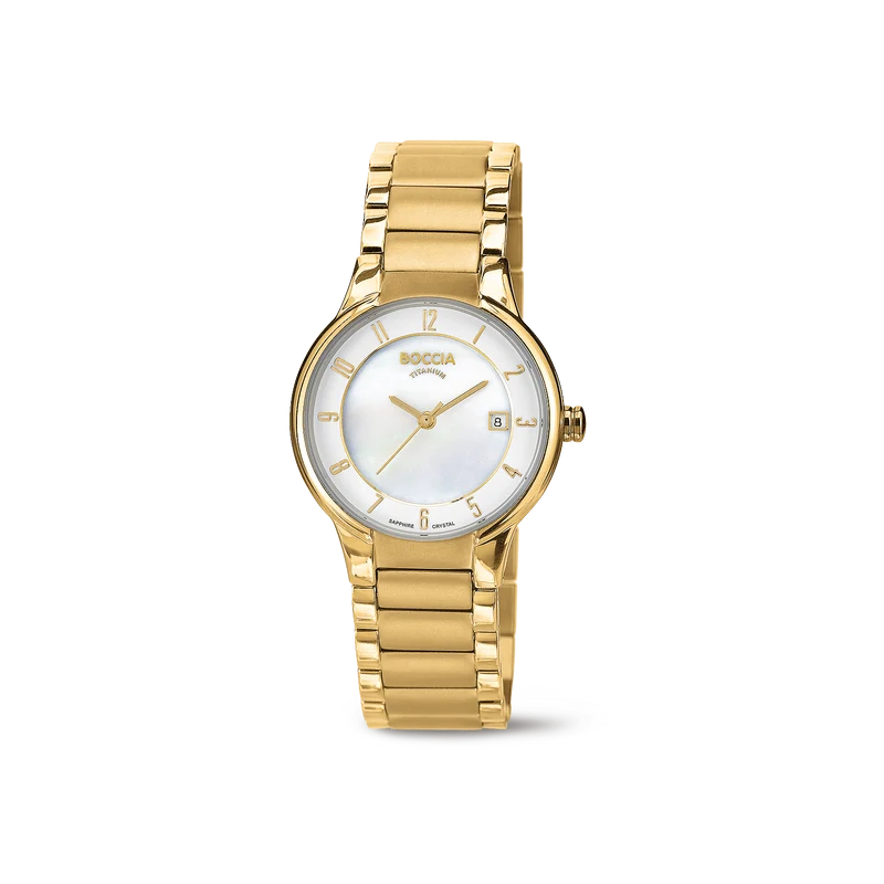 Boccia 3301-03 Damen Armbanduhr • Saphirglas • Titan Goldfarben