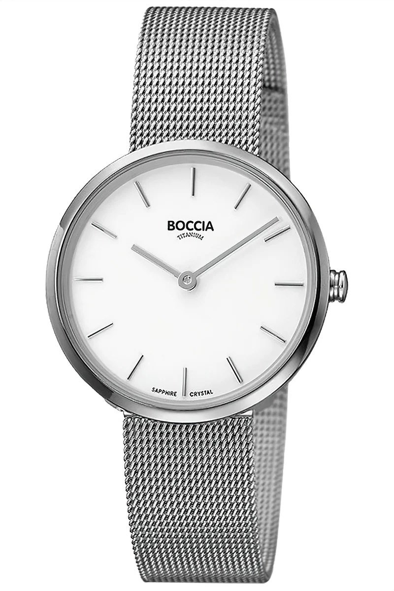 Boccia 3279-08 Damen Armbanduhr • Titan mit Saphirglas • Milanaise-Armband