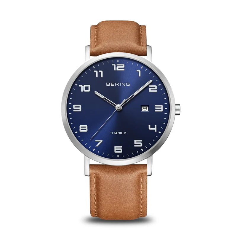 Bering Titanium 18640-567 Herrenuhr Blau • Saphirglas • Titan-Gehäuse
