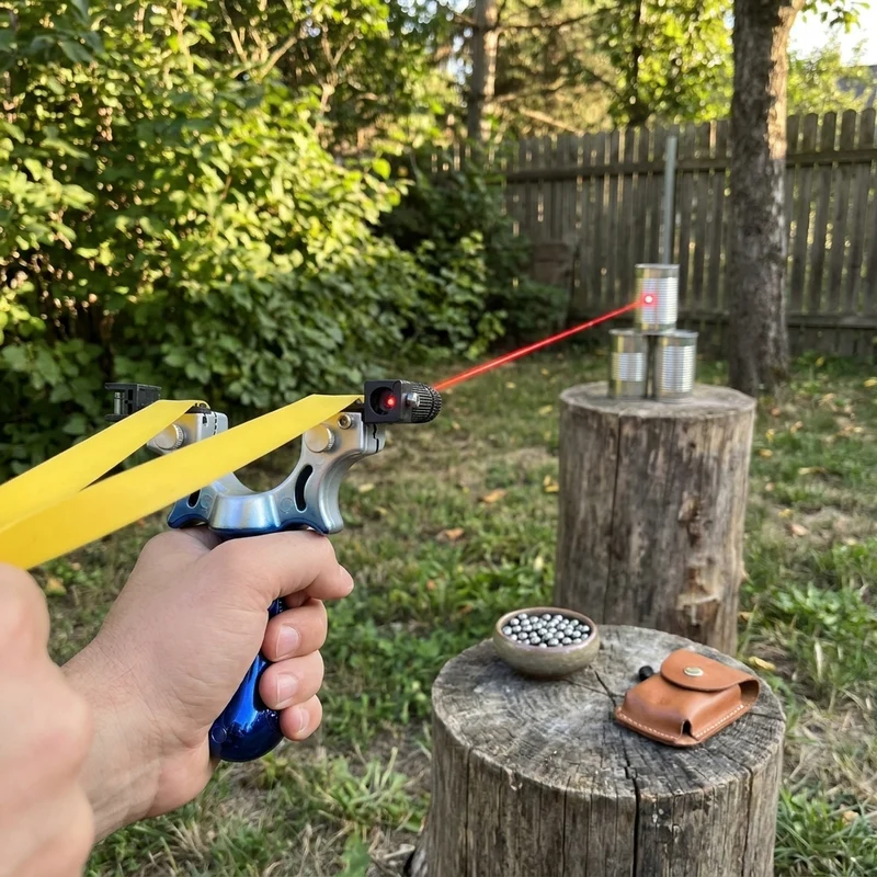 Katapult met Laser Volwassenen Slingshot Zwart Metaal Outdoor Sport | Sansoti