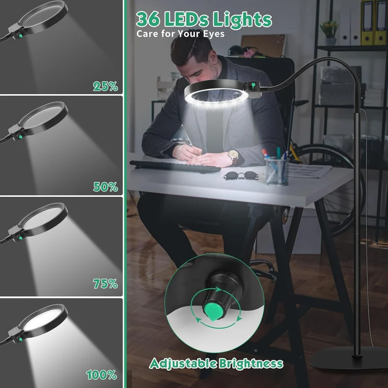 Verstelbare LED Bureaulamp met Vergrotend Glas 10X 30X Loep voor Lezen Knutselen Hobby Precisiewerk Handwerk | Sansoti