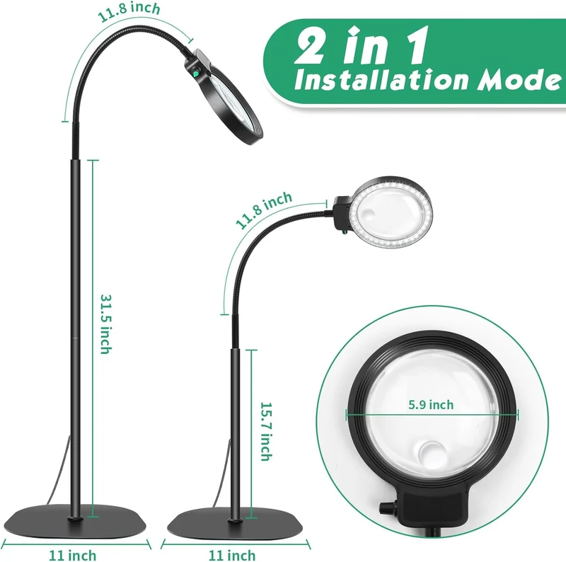 Verstelbare LED Bureaulamp met Vergrotend Glas 10X 30X Loep voor Lezen Knutselen Hobby Precisiewerk Handwerk | Sansoti
