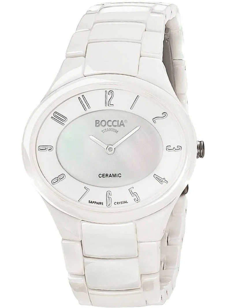 Boccia Ceramic 3216-01 Damen Armbanduhr Weiß • Saphirglas • Keramik-Armband