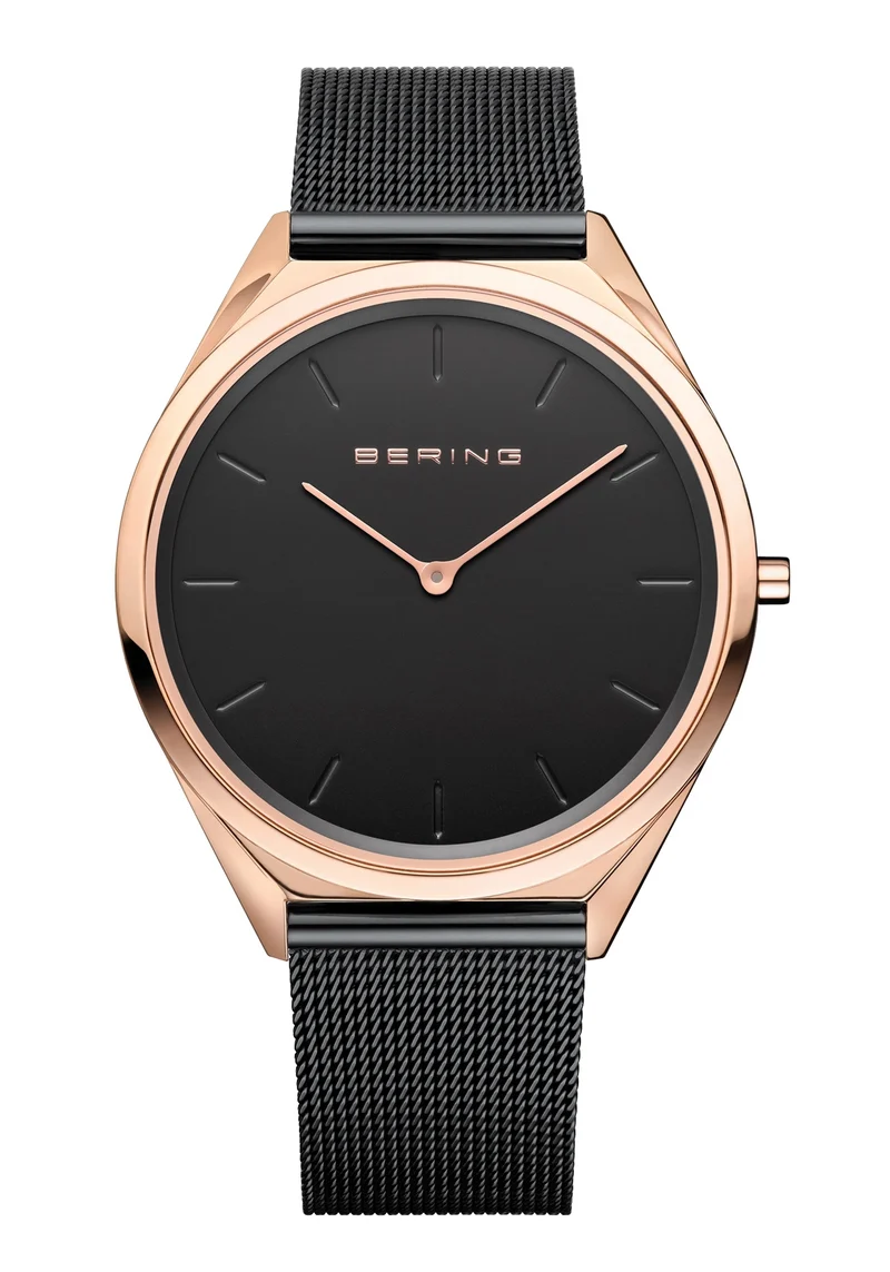 BERING Ultra Slim 4.8 Herrenuhr Schwarz • Saphirglas • Milanaise-Armband Bering Modell: 17039-166