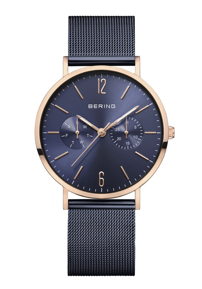 BERING Classic Herrenuhr Blau-Silber • Saphirglas • 10 ATM Wasserdicht Bering 14236-303