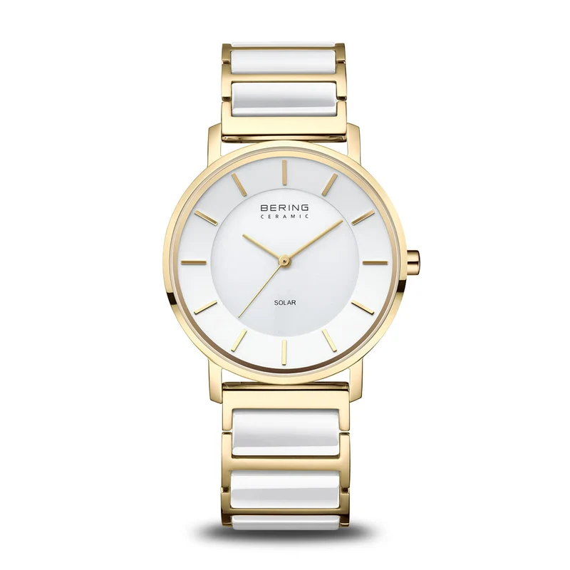 Bering Solar 19535-714 Damen Armbanduhr Goldfarben • Saphirglas • Solarbetrieb
