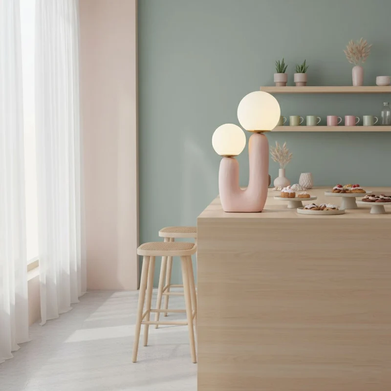 Tafellamp met Harsbehuizing en G9-Fitting – Keramische Oo-Collectielamp in Wit, Roze, Groen of Terra Cotta | Sansoti