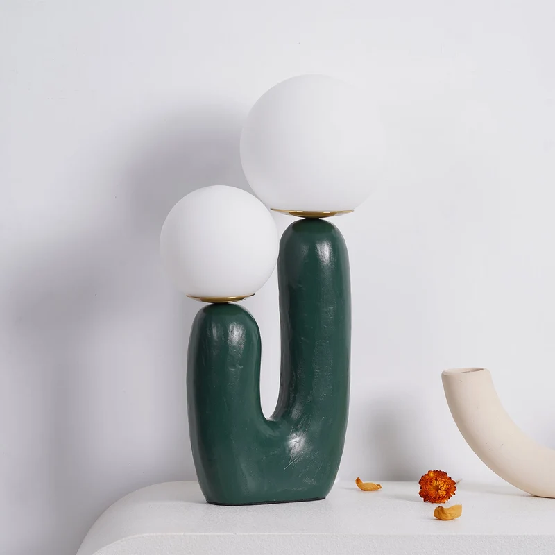 Tafellamp met Harsbehuizing en G9-Fitting – Keramische Oo-Collectielamp in Wit, Roze, Groen of Terra Cotta | Sansoti