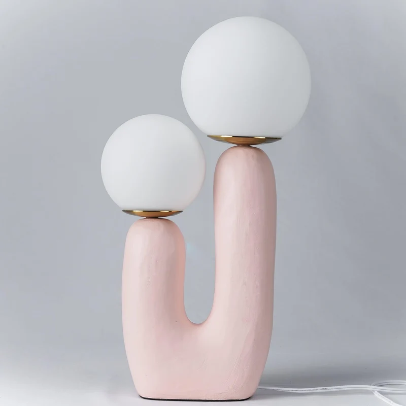 Tafellamp met Harsbehuizing en G9-Fitting – Keramische Oo-Collectielamp in Wit, Roze, Groen of Terra Cotta | Sansoti