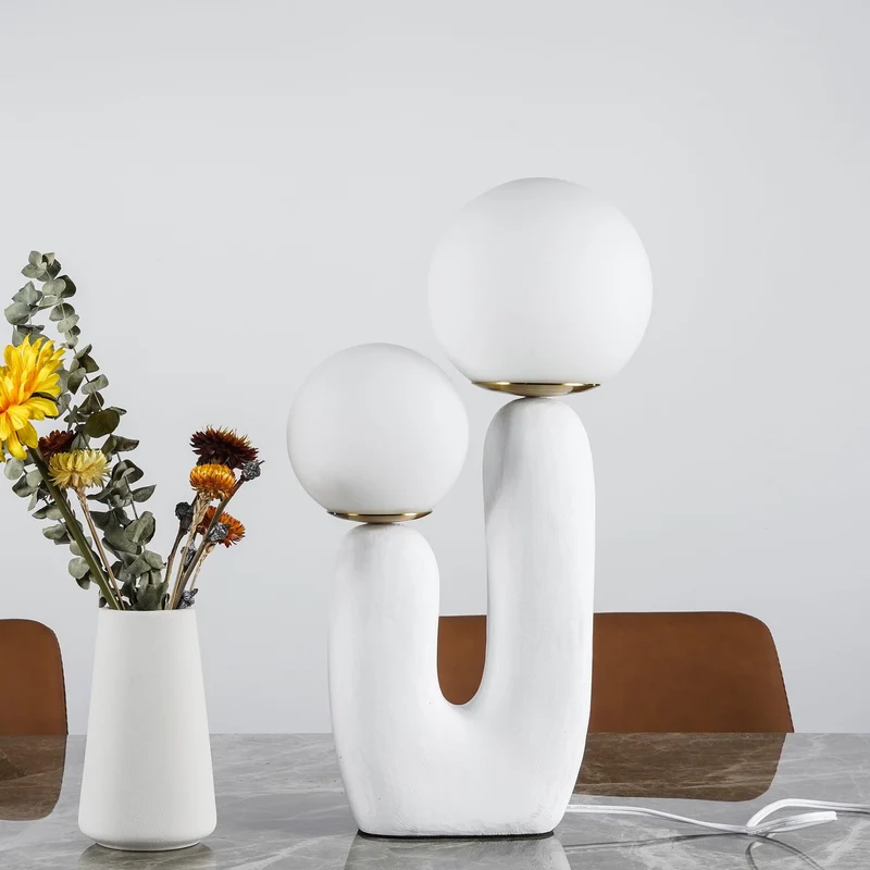 Tafellamp met Harsbehuizing en G9-Fitting – Keramische Oo-Collectielamp in Wit, Roze, Groen of Terra Cotta | Sansoti