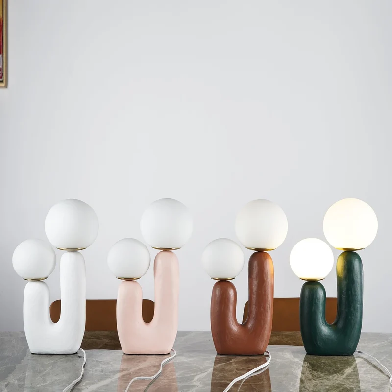 Tafellamp met Harsbehuizing en G9-Fitting – Keramische Oo-Collectielamp in Wit, Roze, Groen of Terra Cotta | Sansoti