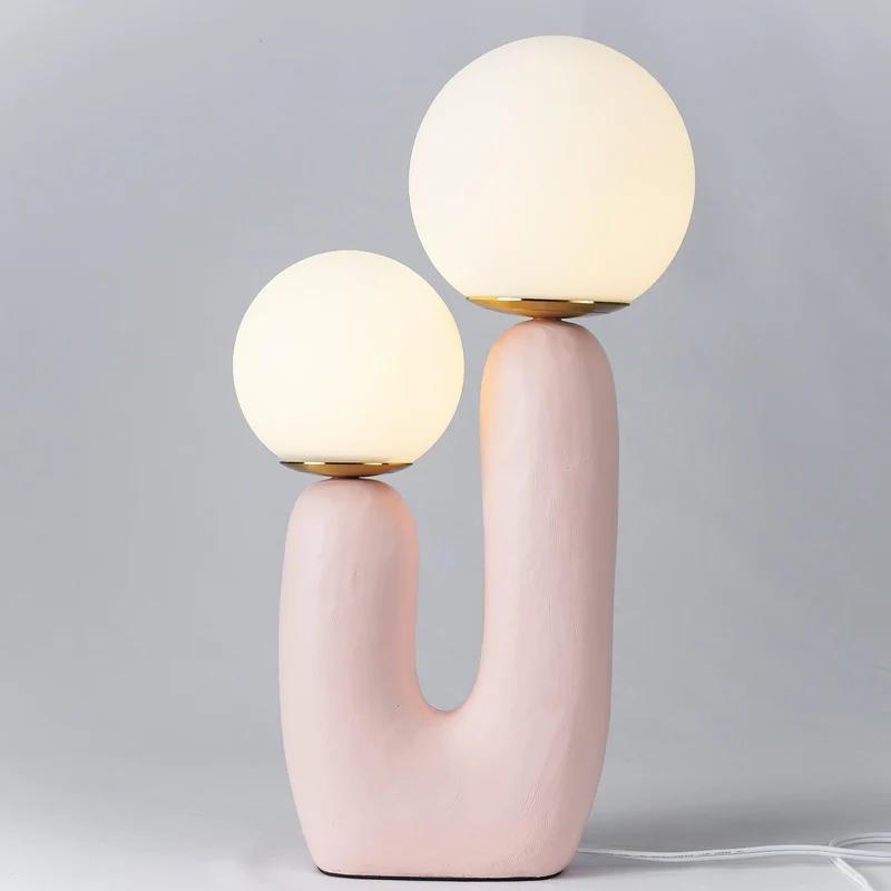 Tafellamp met Harsbehuizing en G9-Fitting – Keramische Oo-Collectielamp in Wit, Roze, Groen of Terra Cotta | Sansoti