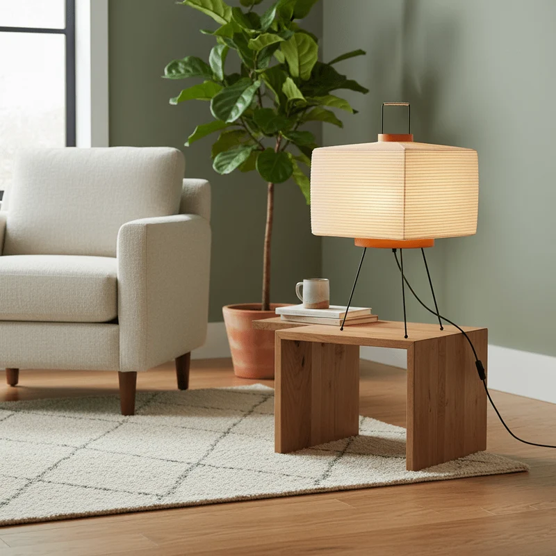 Japanse Lantaarn Tafellamp met Handgemaakt Moerbeipapier Scherm – 8 Maten – E26 Fitting – Plug & Play met 150 cm Snoer – Inspiratie 1951 Akari Lantaarns | Sansoti
