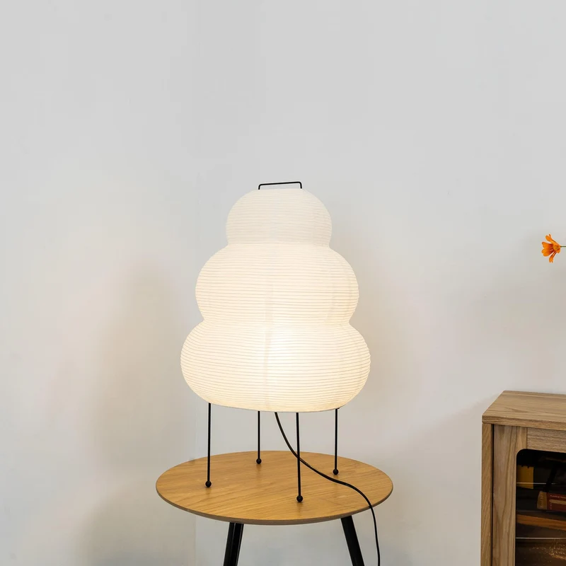 Japanse Lantaarn Tafellamp met Handgemaakt Moerbeipapier Scherm – 8 Maten – E26 Fitting – Plug & Play met 150 cm Snoer – Inspiratie 1951 Akari Lantaarns | Sansoti
