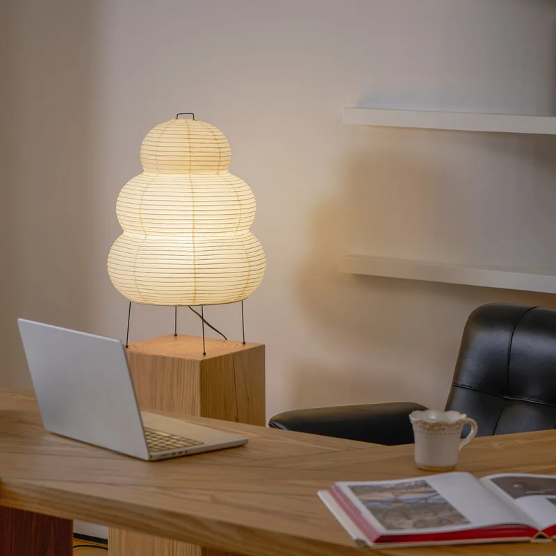 Japanse Lantaarn Tafellamp met Handgemaakt Moerbeipapier Scherm – 8 Maten – E26 Fitting – Plug & Play met 150 cm Snoer – Inspiratie 1951 Akari Lantaarns | Sansoti
