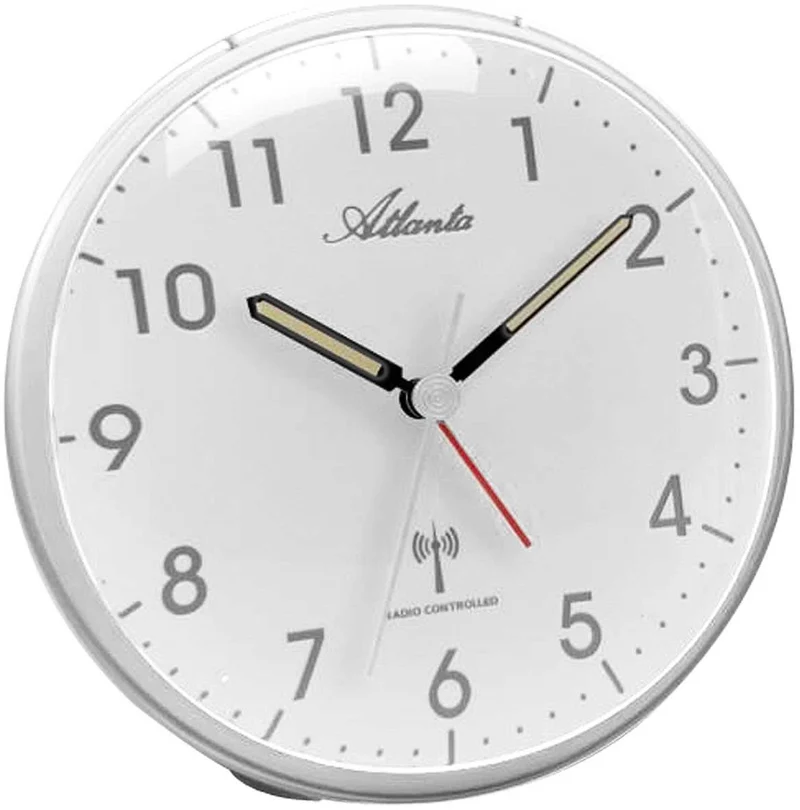 Atlanta Funkwecker Modern Ø 11 cm Kunststoff • Funkgesteuert • Schleichende Sekunde