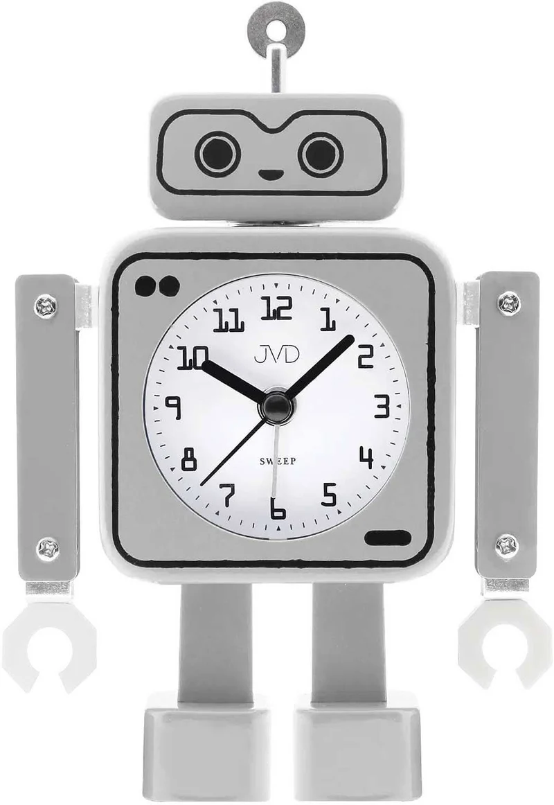 JVD Roboter Wecker 16.0 cm Metall • Schleichende Sekunde • Analoge Anzeige