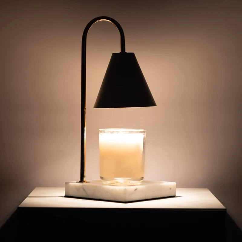 Luxe Kaarsverwarmer Lamp Met Tijdloze Marmeren Afwerking En Vlamloze Warmte | Sansoti