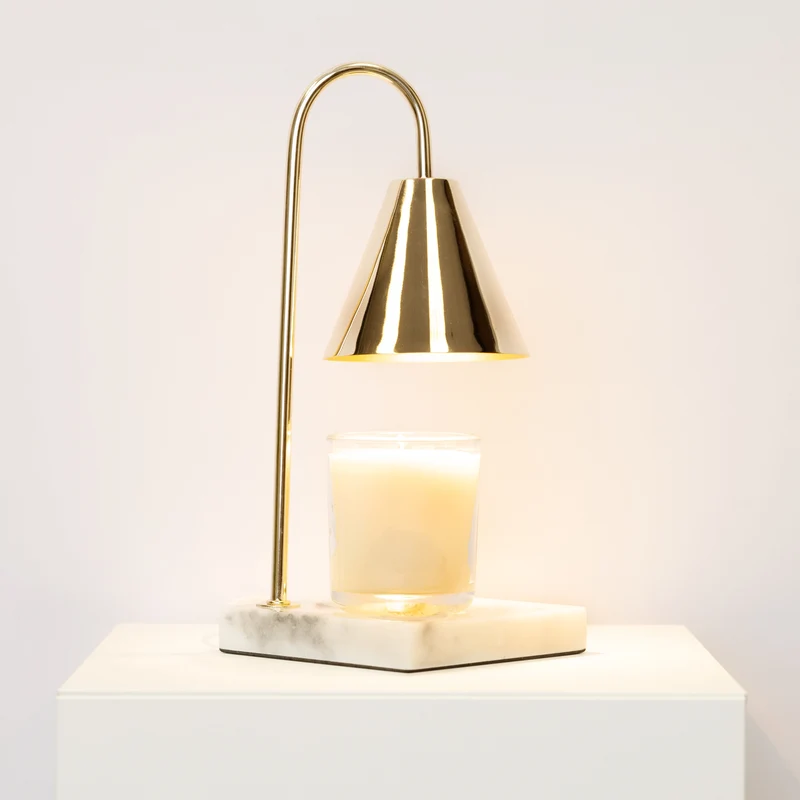 Luxe Kaarsverwarmer Lamp Met Tijdloze Marmeren Afwerking En Vlamloze Warmte | Sansoti
