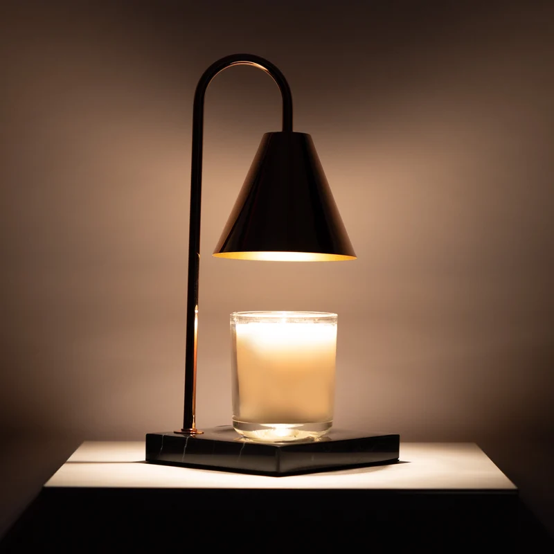 Luxe Kaarsverwarmer Lamp Met Tijdloze Marmeren Afwerking En Vlamloze Warmte | Sansoti