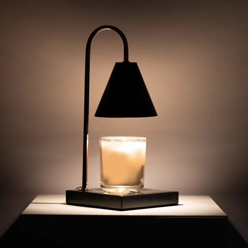 Luxe Kaarsverwarmer Lamp Met Tijdloze Marmeren Afwerking En Vlamloze Warmte | Sansoti