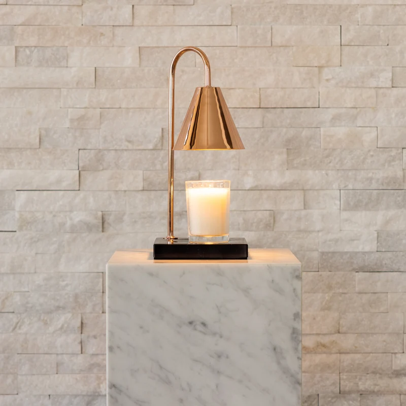 Luxe Kaarsverwarmer Lamp Met Tijdloze Marmeren Afwerking En Vlamloze Warmte | Sansoti