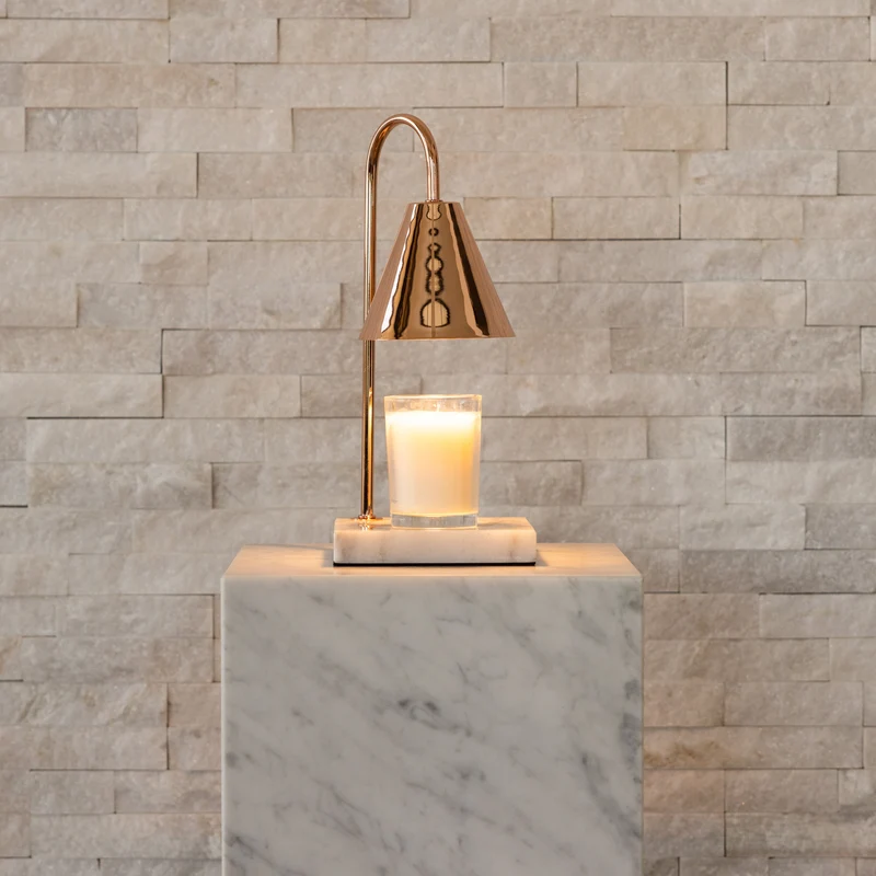 Luxe Kaarsverwarmer Lamp Met Tijdloze Marmeren Afwerking En Vlamloze Warmte | Sansoti