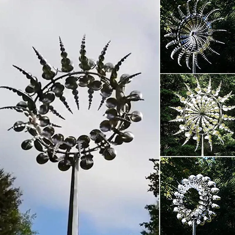 Sculpturale metalen windmolen voor tuin en terras met rustgevende draaibeweging | Sansoti