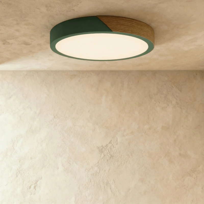 Minimalistische LED Plafondlamp Met Houten Accenten En Zachte Lichtverdeling | Sansoti