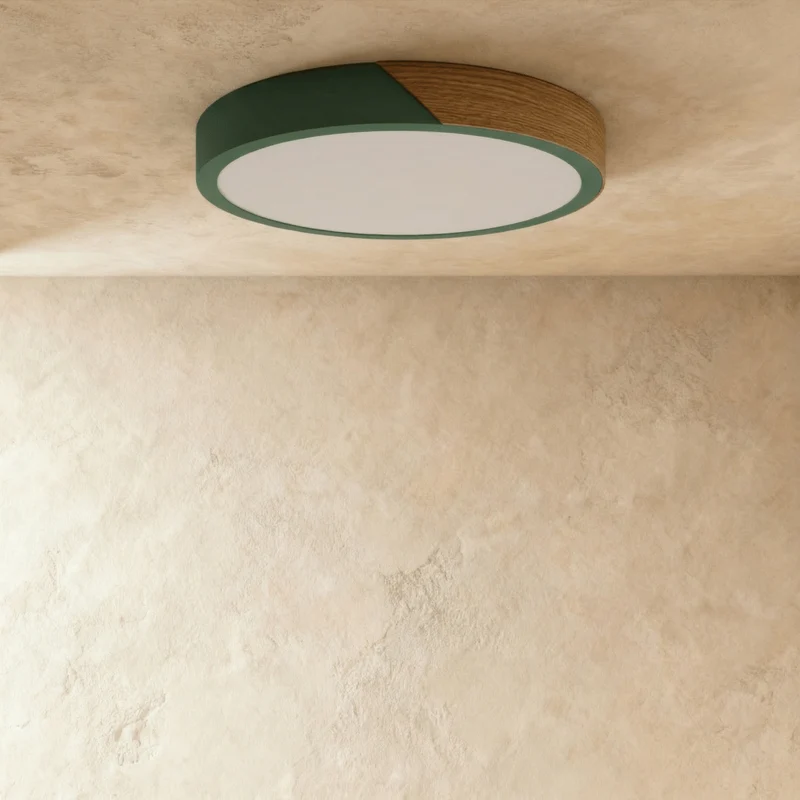 Minimalistische LED Plafondlamp Met Houten Accenten En Zachte Lichtverdeling | Sansoti