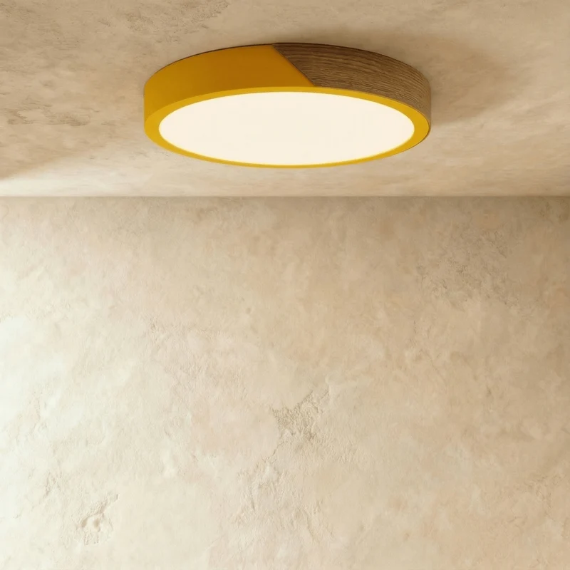 Minimalistische LED Plafondlamp Met Houten Accenten En Zachte Lichtverdeling | Sansoti