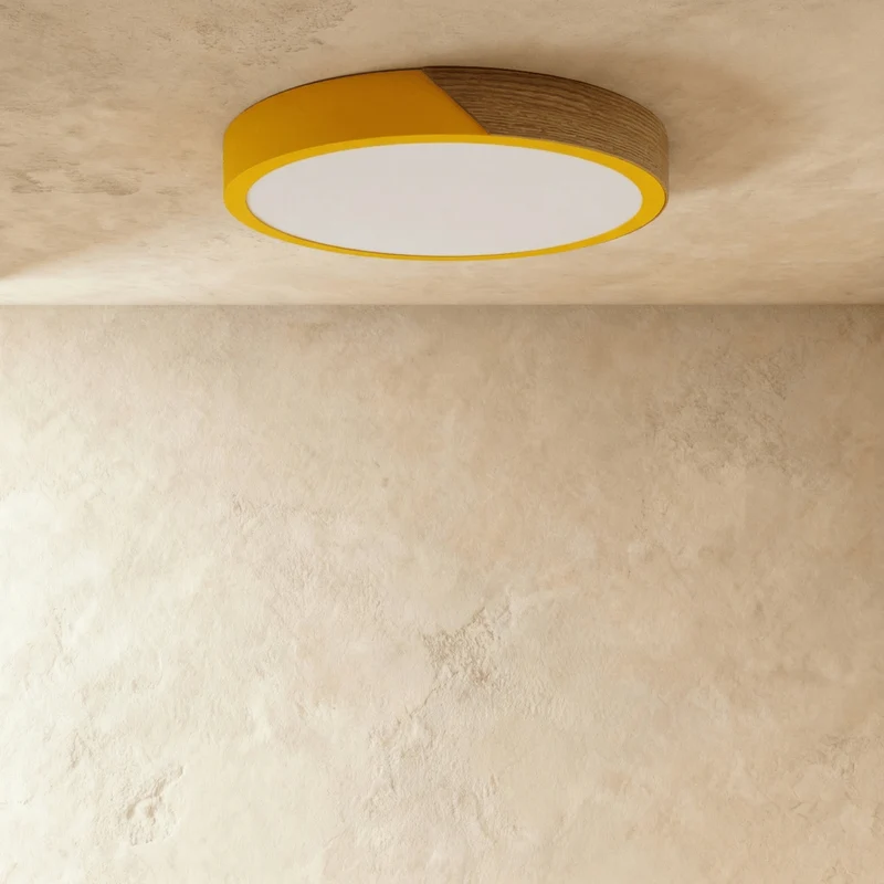 Minimalistische LED Plafondlamp Met Houten Accenten En Zachte Lichtverdeling | Sansoti