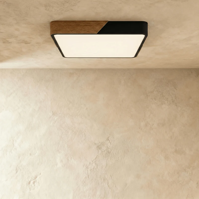 Minimalistische LED Plafondlamp Met Houten Accenten En Zachte Lichtverdeling | Sansoti
