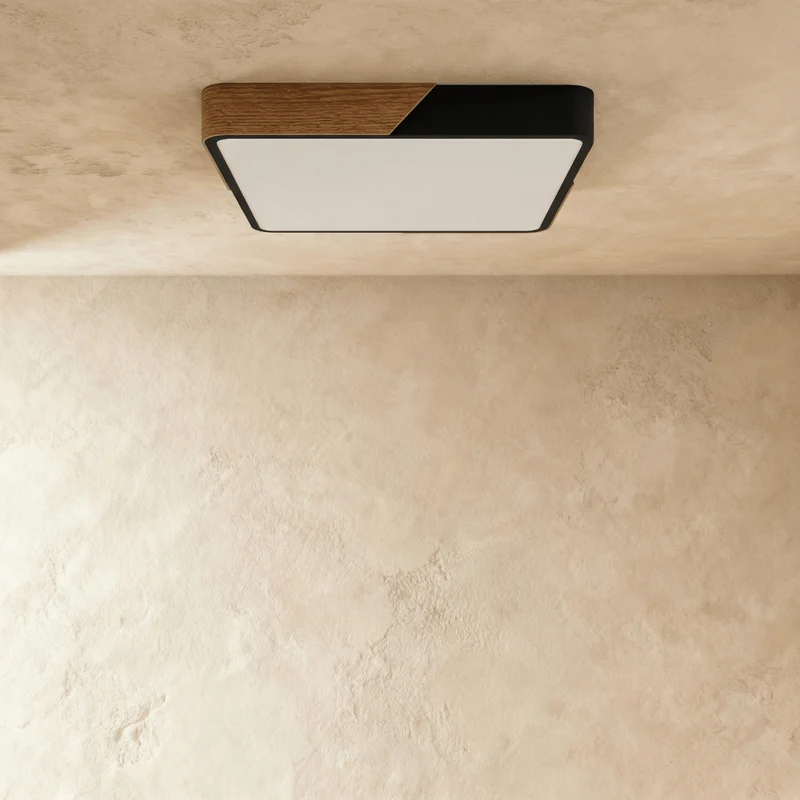 Minimalistische LED Plafondlamp Met Houten Accenten En Zachte Lichtverdeling | Sansoti