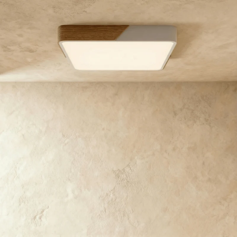 Minimalistische LED Plafondlamp Met Houten Accenten En Zachte Lichtverdeling | Sansoti
