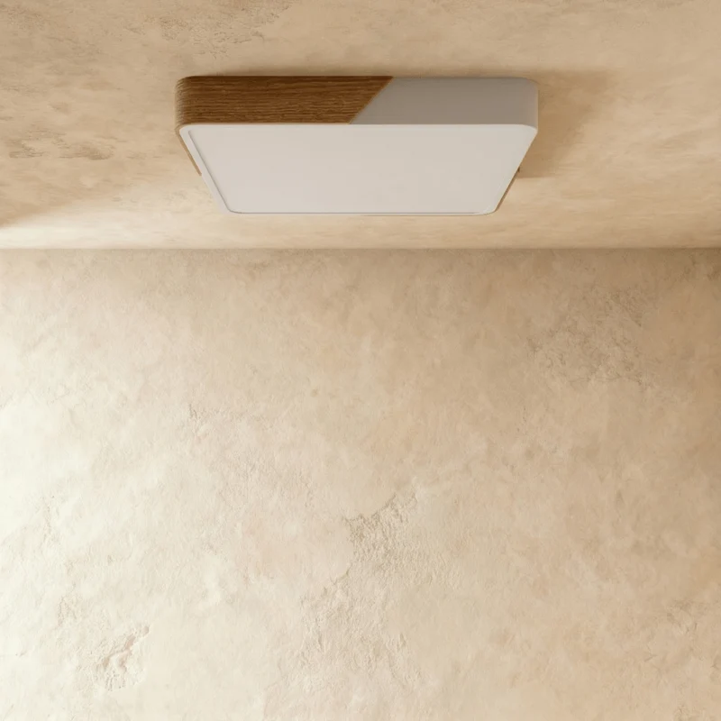 Minimalistische LED Plafondlamp Met Houten Accenten En Zachte Lichtverdeling | Sansoti