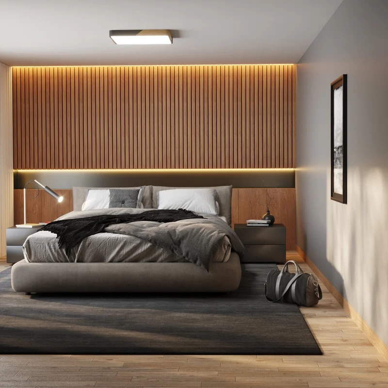 Minimalistische LED Plafondlamp Met Houten Accenten En Zachte Lichtverdeling | Sansoti