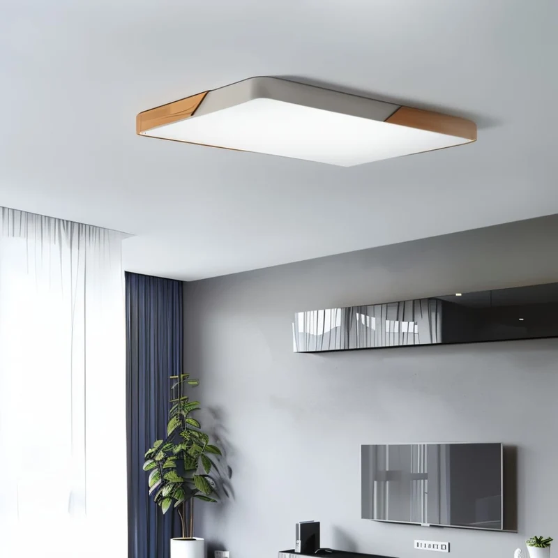 Minimalistische LED Plafondlamp Met Houten Accenten En Zachte Lichtverdeling | Sansoti