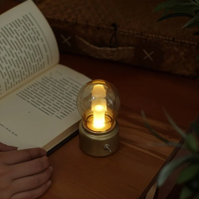 Vintage Tafellamp Met USB Opladen En Warm Sfeervol Licht | Sansoti