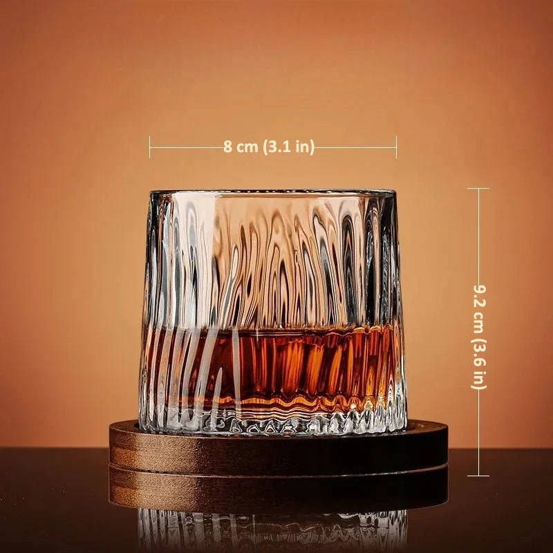 Kristallen Whiskyglazen Met Ronde Bodem En Houten Onderzetter | Sansoti