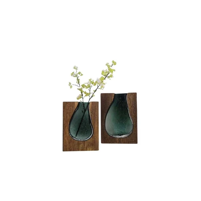 Houten Vaas Met Glazen Inzet Voor Bloemen En Woondecoratie | Sansoti