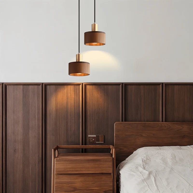 Vesil Hanglamp Van Koper En Hout Met Gerichte Neerwaartse Verlichting | Sansoti