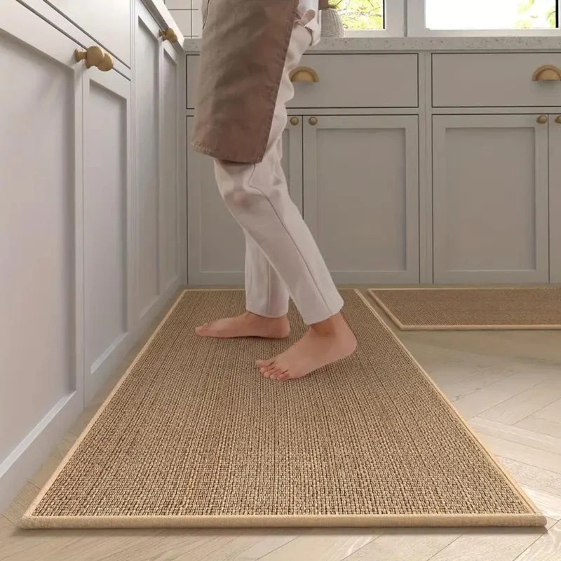 Keukenmat Set PVC Schuim Antislip 45x120 45x70 cm Beige Keuken Runner Comfortmat Vlekbestendig Werkruimte | Sansoti